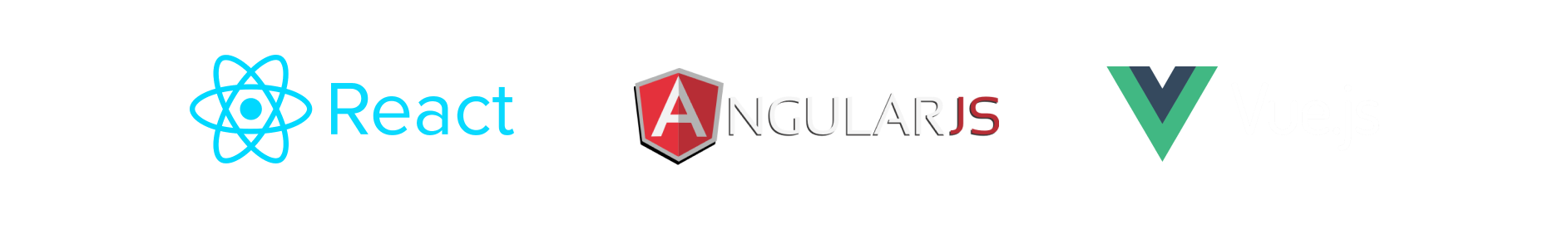 Logoes for React, Angular and Vue in a row